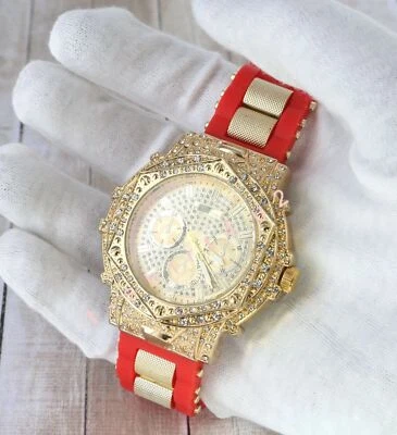 Men's Iced Luxury Big Bezel Silicone Band GP Montres Carlos Watch - Image 1 of 4