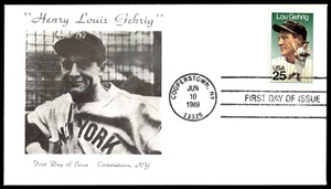 1989 FDC Cooperstown NY Yankees Lou Gehrig- Van Cachet - Picture 1 of 2