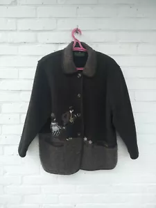 GIESSWEIN women's coat jacket Austrian Gray Wool Applique Size 42 - Picture 1 of 7