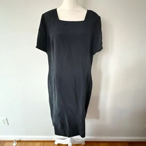 Vintage Talbots Silk Sheath Shift Business Casual Dress Womens 14 Minimalist - Picture 1 of 8