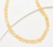 Affinity Gems Yellow Opaque Round Beads Necklace Sterling Silver, Size 18"+2"
