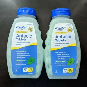 2-PK Equate Wintergreen Antacid Tablets Extra Strength 750mg 96-CT SAME-DAY SHIP - Picture 1 of 2