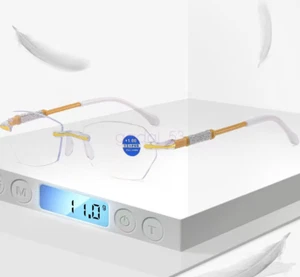 Fashion Unisex Gold/Silver Rimless Frames Reading Glasses Ultralight 1.0-4.0 - Picture 1 of 8