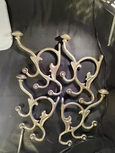 4 Gold Tone Coat Hook 1980's 9 inch x 6 inch Man cave/Bar coat hooks - Picture 1 of 19