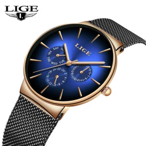 Reloj de pulsera masculino de cuarzo impermeable de acero inoxidable para hombre con fecha semana - Imagen 1 de 8