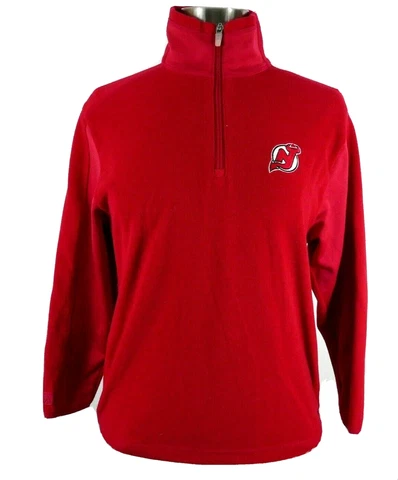 NHL New Jersey Devils Boys Girls Fleece LS 1/4 Zip Red Sweater Antigua Youth L Cover