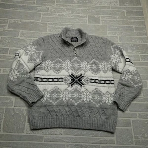 Fernandoxia Tricot Sweater Adult XL Gray Cable Knit Henley Mock Neck Cotton Blen - Picture 1 of 12