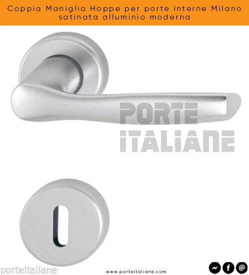 Coppia Maniglia Hoppe per porte interne Milano satinata alluminio moderna  - Immagine 1 di 1