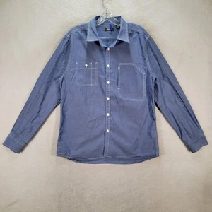 Camicia Kenneth Cole Reaction blu cotone collo western casual bottoni uomo taglia XL - Foto 1 di 20
