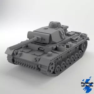 Tanque Panzer III Segunda Guerra Mundial para juegos impresión 3D - Imagen 1 de 5