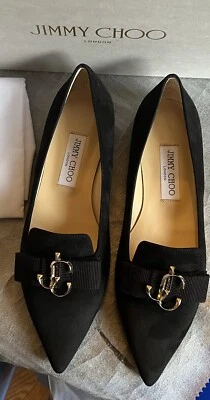 Jimmy Choo Gala / JC Gamuza Negro Pisos EUR39.5/US9,5/$650 Foto 1 de 4