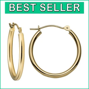 Elegant Unisex 14k Gold Hoop Earrings - Safe for Sensitive Skin, Everyday Wear - Picture 1 of 9