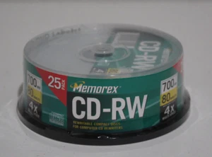 Memorex High Speed CD-RW 25 Pack 4x 700mb 80 minutes Rewritable BRAND NEW - Picture 1 of 5