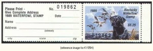 D2K Kentucky Duck Stamp 1989 $5.25 hunter w/tab - Picture 1 of 1