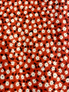 VTG Tiny Ditzy CALICO RED w/ White Daisies & Black Florals Cottagecore BTFQ - Picture 1 of 5