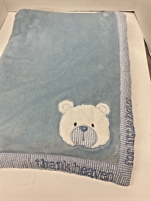 Baby Essentials Baby Blanket Thank Heaven for Little Boys Bear Gingham Blue - Image 1 of 4