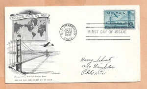 FIRST FLIGHT TRANSPACIFIC AIR MAIL FDC JUL 30,1947 SAN FRANCISCO ARTMASTER - Picture 1 of 1