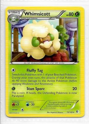 Pokemon --- WHIMSICOTT --- B/W Boundaries Crossed! RARE! NM/Mint! 15/149 - Image 1 of 3