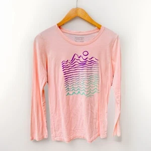 Camiseta Patagonia Rosa Manga Larga Niñas Talla 14 XL Montaña Océano Senderismo - Imagen 1 de 4