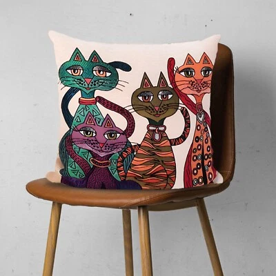 Cute Cats Pillow Covers,Gobelin Tapestry Pillow Case,Handmade Woven Home Decor - Image 1 of 4