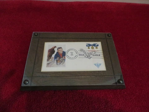 1983 Auburn Tigers Envelope Cache Displayed On Plaque Shug Jordan Nov. 14, 1983 Cover