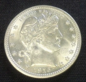 1916-D BARBER SILVER QUARTER CHOICE BU+ BLAST WHITE (2896) - Picture 1 of 2