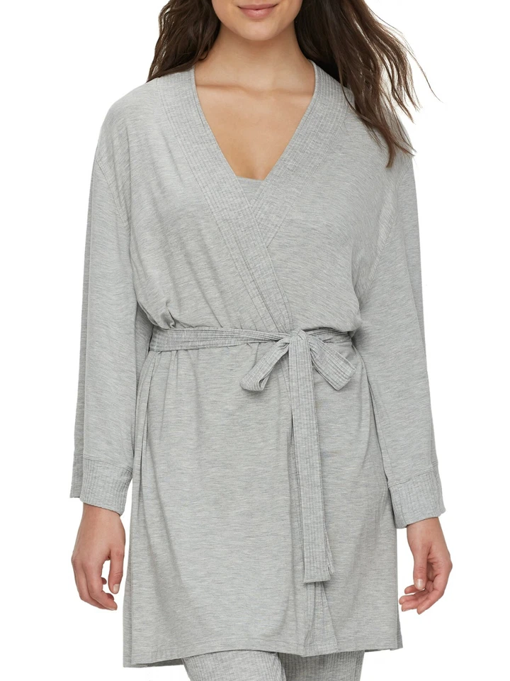 ¡NUEVO CON ETIQUETAS! Bata envolvente modal gris jaspeado Felina para mujer talla S Elements Foto 1 de 4