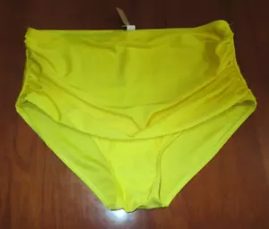 Neu ohne Etikett gelbes hoch geschnittenes Bikinihöschen Damen Größe XL Cinched gefüttert Stretch 29469 - Bild 1 von 4