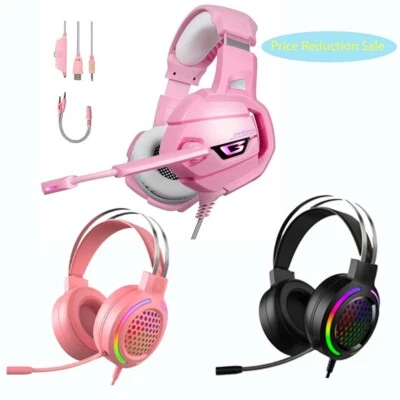 Gaming Headset LED Headphones USB Wired for PC Laptop PS4 Computer MAC With mic - Image 1 of 4