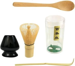Matcha Whisk Set Japanese Chasen Bamboo Spoon Scoop Chashaku Whisk Stand S-4727 - Picture 1 of 7