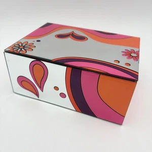 Mirrored Trinket Box Retro Style Jewelry Storage Container Decor - Picture 1 of 9