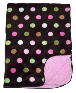 Circo Target Pink Brown Polka Dot Baby Blanket Green White Tan Sherpa Security - Picture 1 of 2