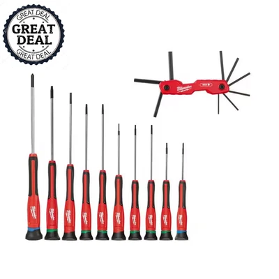 Folding SAE Hex Key (9-Piece) with Precision Screwdriver Set Longer Shanks  NEWW - Image 1 of 4