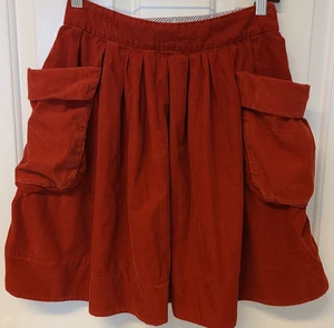 Anthropologie Maeve effortlessly corduroy skirt Women Size 0 Preppy Rust Red - Picture 1 of 7
