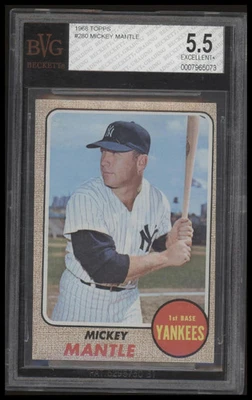 1968 Topps Mickey Mantle 280 Ex+ BVG 5,5 béisbol New York Yankees Foto 1 de 2