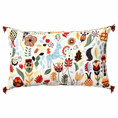 IKEA RODARV CUSHION COVER ONLY SWEDISH ART EMBROIDERED 26"X16" [NEW] - Image 1 of 4