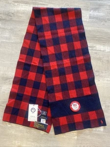 Polo Ralph Lauren Team USA 2022 Olympic Scarf Wool Red/Blue Plaid NWT - Picture 1 of 10
