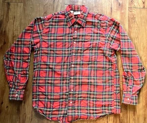 Vintage LL Bean Flannel Shirt Mens Large Tall Red Tartan Plaid Button Up 90s USA - Picture 1 of 9
