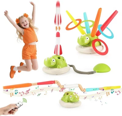 PAVLLEEN 3 in 1 Outdoor Spiele für Kinder, Ringwurfspiel, Raketen Spielzeug