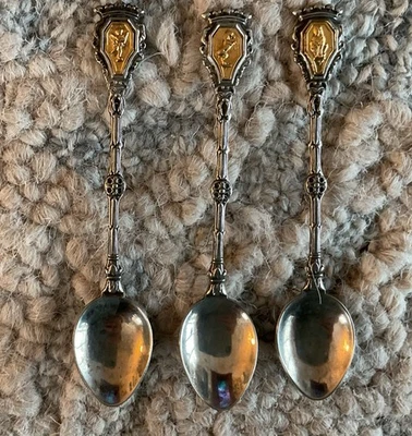 Juego De Colección De 3 Cucharas Italianas Demitasse - Hecho en Italia Plateado Sobre Latón Foto 1 de 2