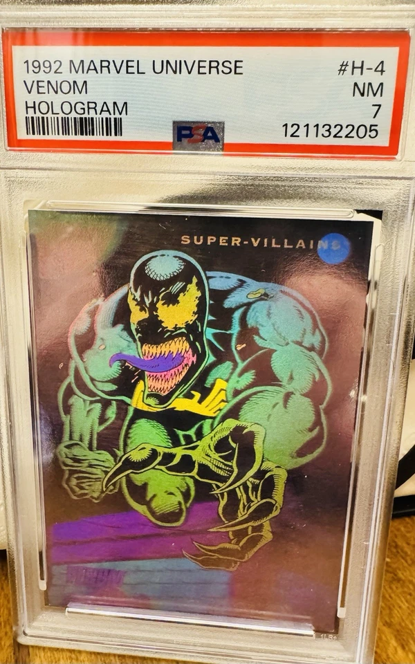 🔥🔥1992 Marvel Universe H-4 VENOM 全息图 🔥🔥PSA 7 近乎完好🔥🔥 — 第 1/2 张图片