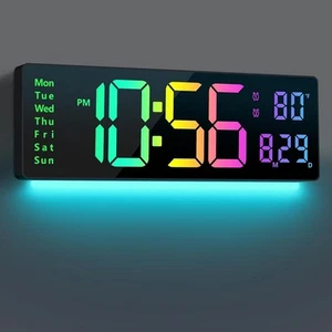 Digital Wall Clock Large Display 16", with 11 RGB Multicolor - Picture 1 of 6
