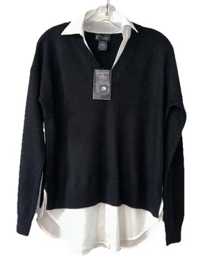 Suéter Top Bloomingdales Talla XS Cachemir Dosfer Nuevo con Etiquetas $188 Negro FUNCIONA GRANDE H61 Foto 1 de 4