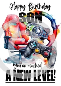 BRAND NEW DESIGN Happy Birthday Son A5 Gamer Birthday Card Son With Love Xbox PS - Picture 1 of 4