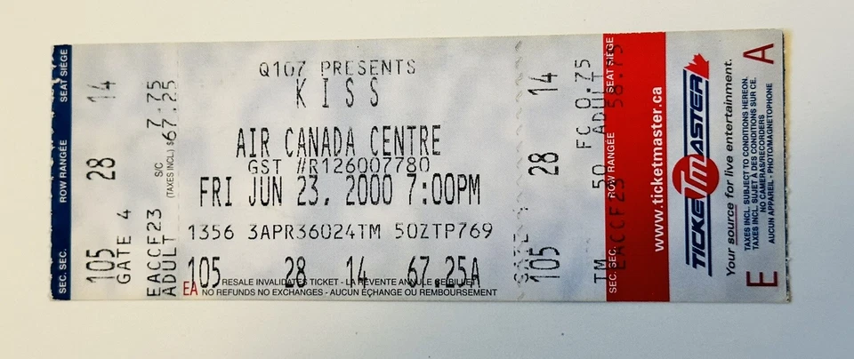 Kiss original concert ticket 2000 - Image 1 of 1