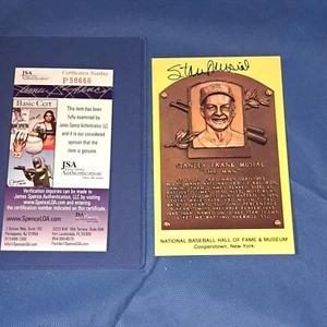 Stan Musial Signed Yellow Hall of Fame Plaque JSA Post Card HOF Cardinals - Picture 1 of 3