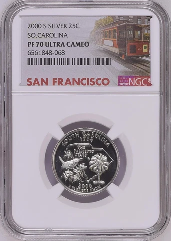 2000-S S25C WASHINGTON SO. CAROLINA QUARTER NGC PF70UCAM SILVER RARE R3 TOP POP Cover