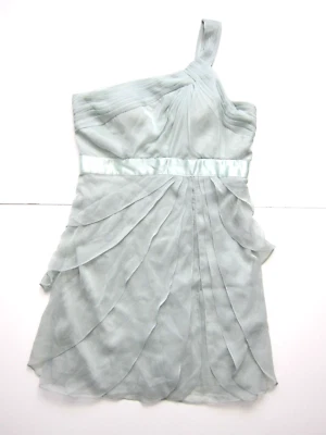 Adrianna Papell Mint Green Silky One Shoulder Ruched Party Formal Prom Dress 14 - Image 1 of 4