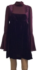 Dress XS / TP Free People Urban Outfitters Wine Velvet Swing Mini Dress New $168 - Picture 1 of 12