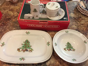 HOLIDAY HOSTESS 14" Retangular SERVING PLATTER and SERVING BOWL by FAIRWINDS - Picture 1 of 4